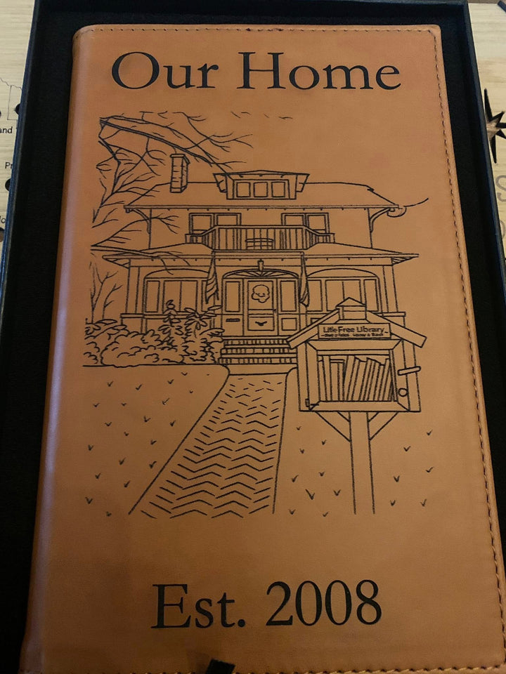 Custom Home Portrait Engraved Leatherette Journal