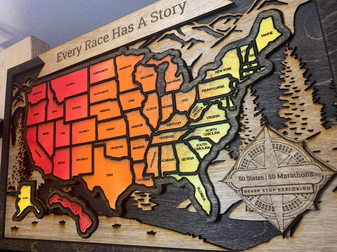 USA Travel Map For Runners - 50 States Marathons Half Marathons Races - Bucket List Map - Personalized - Gift for Runners - Marathon Gift